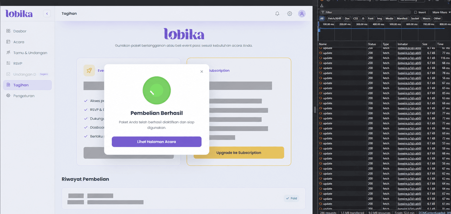 Sanitized network activity evidence from Lobika testing